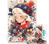 Rompecabezas de Invierno navideño para niñas de 1000 Piezas para Adolescentes Juego Divertido con Encaje Huecos Actividad Nocturna Familiar (38x52cm)