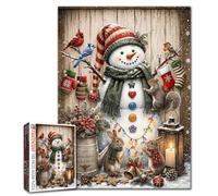 Rompecabezas de invierno para adultos, 1000 piezas, muñeco de nieve rústico, pájaros cardenales, rompecabezas de Navidad, decoración navideña de granja, rompecabezas de cerebro relajante, regalo para