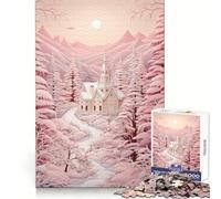 Rompecabezas de Invierno Rosa empolvado de 1000 Piezas para Adultos Ideal para estimular la Memoria Pasatiempo para el hogar Decoración de Pared con imágenes (38x26cm)