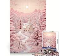 Rompecabezas de Invierno Rosa empolvado de 1000 Piezas para Adultos, Juguete cognitivo, Divertido, para armar Juntos, Pieza de colección de Arte (38x52cm)