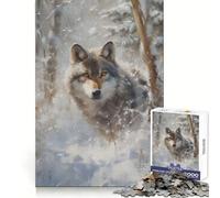 Rompecabezas de Invierno Winter Wolf Watch para Adultos, 1000 Piezas, para Mejorar la concentración y Relajarse Diseño de Corte Suave Regalo de Invierno (50x75cm)