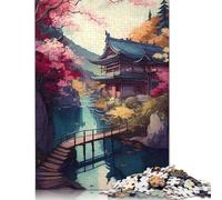 Rompecabezas de jardín japonés, difícil de Resolver, de Papel Duro, Rectangular, para Adultos y niños, 1000 Piezas (26 x 38 cm)