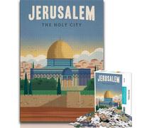 Rompecabezas de Jerusalén de 1000 Piezas para Adultos, Juguetes educativos, Juegos Familiares con póster a Juego y Hoja de Trivia de 50x75cm
