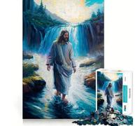 Rompecabezas de Jesús Caminando sobre el Agua 1000 Piezas Juego Divertido sin Rebabas Piezas de Corte Limpio portátil Ideal para Viajar (38x26cm)