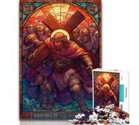 Rompecabezas de Jesús con vitrales para Adultos, 1000 Piezas, Ayuda a ejercitar el Cerebro, Juguetes adictivos para Cultivar la Paciencia, interacción Entre Padres e Hijos, 38x26cm