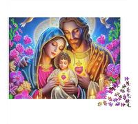Rompecabezas de Jesús y la religión: Sagrada Familia en Flor,1000 Piezas,cartón Resistente,sin Polvo,enmarcable,Regalo navideño para Adultos y entusiastas avanzados,70x50cm(1000 Piezas)