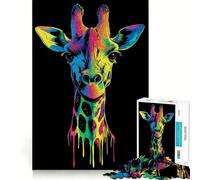 Rompecabezas de Jirafa arcoíris Estilo Pop Art para Adolescentes, 1000 Piezas, Juguete para ejercitar la Mente, diseño Relajante, Montaje, Sorpresa navideña (50x75cm)