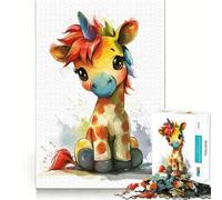 Rompecabezas de Jirafa arcoíris y Unicornio de 1000 Piezas para Adolescentes Juego de lógica Tiempo de Juego Colección de Piezas de Arte con Corte preciso (38x52cm)