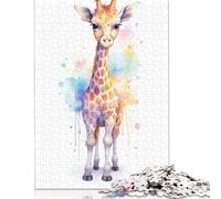 Rompecabezas de Jirafa bebé de Acuarela para Adultos, 520 Piezas, cartón, Juego desafiante (52 x 38 cm)