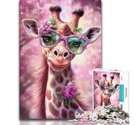 Rompecabezas de Jirafa con Gafas para Adultos 1000 Piezas, Ayuda a ejercitar el Cerebro, Juguetes adictivos para Cultivar la Paciencia, una Obra de Arte de 38x26cm
