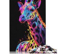 Rompecabezas de Jirafa de Colores para Pintar, Juguete Educativo, Rompecabezas de cartón Premium para Adultos y niños, 1000 Piezas (26 x 38 cm)