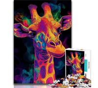 Rompecabezas de Jirafa de neón de 1000 Piezas para Adolescentes 1000 Piezas para Adultos y Adolescentes Noches de Juegos Juguete Colorido para Regalar en casa 26x38cm