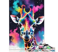 Rompecabezas de Jirafa de neón de Colores, Hecho con Materiales respetuosos con el Medio Ambiente, 100% cartón Reciclado, Ideal para niños y Adultos, 1000 Piezas (26 x 38 cm)
