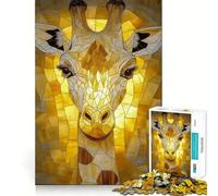Rompecabezas de Jirafa de vitral de 1000 Piezas para Adolescentes, Juguete para ejercitar la Mente, Tiempo de convivencia, Pieza de colección de Arte de Corte preciso 50x75cm