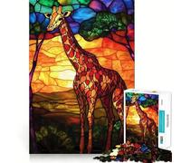 Rompecabezas de Jirafa de vitral para Adolescentes, 1000 Piezas, Juguete para ejercitar la Mente, Juego en Grupo, Corte de precisión, Regalo para Festivales 38x26cm