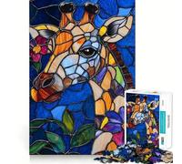 Rompecabezas de Jirafa de vitral para Adultos, 1000 Piezas Juguete Inteligente para el hogar Disfrute de un Corte preciso Decoración de Pared 38x26cm
