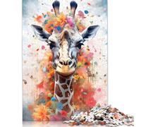 Rompecabezas de Jirafa en Tinta de Colores, antiestrés, 100% cartón Reciclado, Ideal para Adultos y niños, 1000 Piezas (26 x 38 cm)