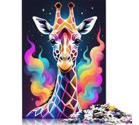 Rompecabezas de Jirafa neón Colorido, Juegos educativos, Actividades Familiares, Rompecabezas de cartón Premium para Mujeres y Hombres, 1000 Piezas (75 x 50 cm)