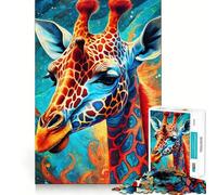 Rompecabezas de Jirafa neón mística de 1000 Piezas para Adolescentes Fortalece la Memoria Ocio en casa Bordes limpios Regalo Ideal (38x52cm)