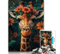 Rompecabezas de Jirafa y Flores de 1000 Piezas para Adolescentes, Juego desafiante y Familiar, decoración de Pared, cumpleaños y Navidad, 50x75cm