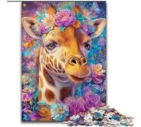 Rompecabezas de Jirafa y Flores de 1000 Piezas para Adultos y Adolescentes Juego desafiante y Educativo para Toda la Familia, Ideal para cumpleaños y Navidad (26x38cm)