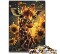 Rompecabezas de Jirafa y Flores para Adolescentes, 1000 Piezas ¡Cada Pieza es única! Juego Familiar desafiante (50x75cm)