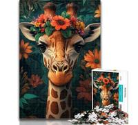 Rompecabezas de Jirafa y Flores para Adolescentes, 1000 Piezas, para Adolescentes y Adultos, Ideal para aliviar el estrés, desafío difícil y fomentar el Amor en Pareja, 75x50cm