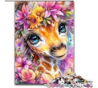 Rompecabezas de Jirafa y Flores para Adolescentes, 1000 Piezas, para Mayores de 14 años, Ideal como decoración de Pared, cumpleaños y Navidad (26x38cm)