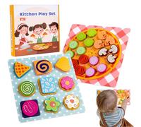 Rompecabezas de , juego de combinación de para niños | Juguete de clasificación de | Diseño de galletas de pizza de madera de madera para actividades para el aire para interiores de educación en el au
