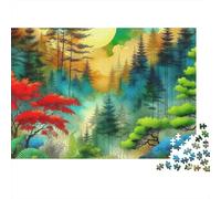 Rompecabezas de Jungla con exuberantes bosques otoñales,1000 Piezas,cartón Reciclado Premium,Regalo navideño,Actividad grupal para familias,Adultos,Principiantes y avanzados,52x38cm/1000 Piezas