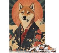 Rompecabezas de Kimono japonés Shiba Inu, Rompecabezas Rectangular de Papel Duro y difícil para Adultos y niños, 1000 Piezas (26 x 38 cm)