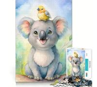 Rompecabezas de Koala en Acuarela con su Amigo pájaro 1000 Piezas diversión Garantizada tecnología Avanzada de Corte láser Juguete de Entretenimiento para Interiores (38x52cm)