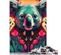 Rompecabezas de Koala en Flor, Divertido Rompecabezas Rectangular de Papel para niños y niñas, Regalo para el Día del Niño, 1000 Piezas (75 x 50 cm)