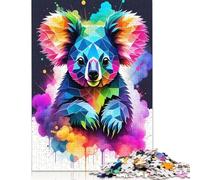 Rompecabezas de Koala geométrico de Colores, decoración única para el hogar, Rompecabezas de cartón Premium para Adultos y Adolescentes, 1000 Piezas (26 x 38 cm)