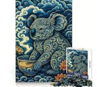 Rompecabezas de Koala ornamentado con Taza de té para Adultos, 1000 Piezas, Juguete de lógica Fina, Informal y Relajante, con Bordes limpios, Pieza de Arte Fina (50x75cm)