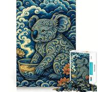 Rompecabezas de Koala ornamentado con Taza de té para Adultos, 1000 Piezas, Juguete de lógica Fina, Informal y Relajante, con Bordes limpios, Pieza de Arte Fina (50x75cm)