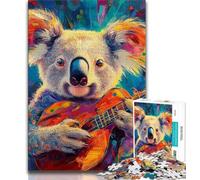 Rompecabezas de Koala Tocando la Guitarra, 1000 Piezas, Ideal para Adolescentes, Juego de Preguntas y respuestas, decoración de Pared, cumpleaños y Navidad, 50x75cm
