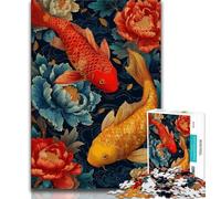 Rompecabezas de koi japonés para Adolescentes, 1000 Piezas, Ideal para aliviar el estrés, fomentar el Amor en Pareja, 50x75cm