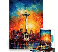 Rompecabezas de la Aguja Espacial de Seattle de 1000 Piezas para Adolescentes Mejora la Memoria, se relaja, Borde preciso, Regalo Creativo (38x52cm)