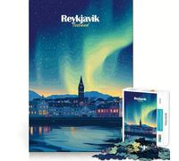 Rompecabezas de la Aurora Boreal de Reikiavik para Adolescentes, 1000 Piezas, Juguete para ejercitar la Mente, Arte para Relajarse, (38x26cm)