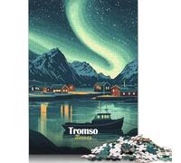 Rompecabezas de la Aurora Boreal de Tromso, Noruega. Rompecabezas de cartón 100% Reciclado para Adultos, 1000 Piezas (38 x 26 cm).