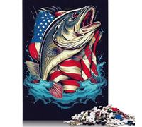 Rompecabezas de la Bandera de EE. UU. de Bass Fishing Dad para Adultos, 1000 Piezas, para Adultos y Adolescentes Mayores de 12 años, Regalo de Nochebuena, 38 x 26 cm (1000 Piezas)