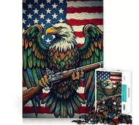 Rompecabezas de la Bandera del mosquete del águila Americana,1000 Piezas para Adultos,Juego para Mejorar la Memoria,Calidad Profesional,Actividad de Corte conmovedora para Compartir en Familia