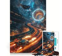 Rompecabezas de la Carrera Espacial de 1000 Piezas para Adultos Juguete Intelectual para Relajarse y calmar Corte preciso Artículo de Santa Claus (38x52cm)