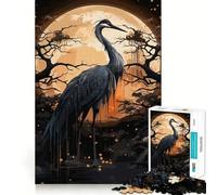 Rompecabezas de la Cigüeña Negra Antigua,1000 Piezas,Juego de Memoria Cerebral, Corte láser,Actividad Absorbente para Noches tranquilas (50x75cm)