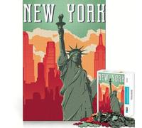 Rompecabezas de la Ciudad de Nueva York de 1000 Piezas para Adolescentes Juguete para ejercitar la Mente Tiempo en Familia Arte y Montaje Regalo Creativo (38x52cm)