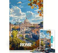 Rompecabezas de la Ciudad de Roma con la Basílica de San Pedro para Adolescentes, 1000 Piezas, Mejora la Memoria, diversión Relajante, Corte Premium, Regalo Elegante (50x75cm)