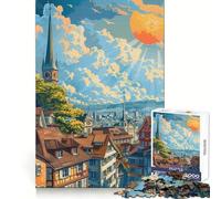 Rompecabezas de la Ciudad de Zúrich, Suiza, 1000 Piezas para Adolescentes Un desafío Mental Diversión Tranquila Bordes Lisos Regalo de cumpleaños (38x26cm)