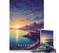 Rompecabezas de la Costa de Palermo al Atardecer para Adultos, 1000 Piezas, para Fortalecer la Memoria, Actividad para el hogar, Bordes limpios, Regalo Festivo (38x52cm)