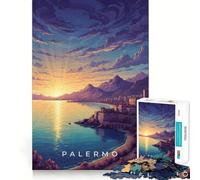 Rompecabezas de la Costa de Palermo al Atardecer para Adultos, 1000 Piezas, para Fortalecer la Memoria, Actividad para el hogar, Bordes limpios, Regalo Festivo (38x52cm)